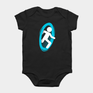 Portal Baby Bodysuit - Blue Portal front and back - Video Game by BlancaVidal